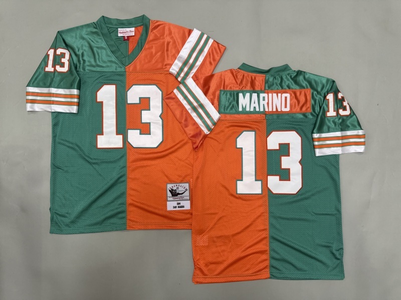 Men 2025 Miami Dolphins #13 Marino green orange Throwback Limited NFL Jersey style 002